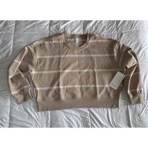 New Lululemon 14 Beige Striped Perfectly Oversized Cropped Crew SOLD OUT NWT